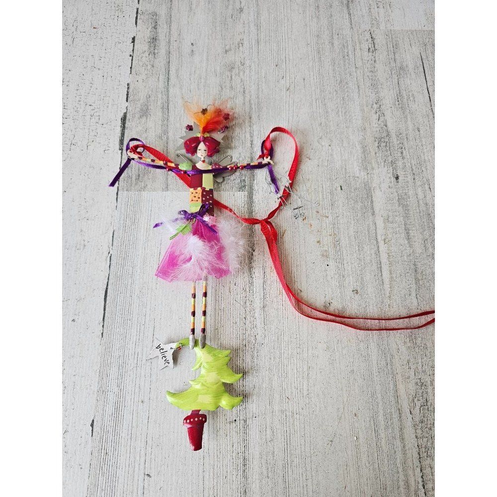 Believe metal girl ornament fashionista large ornament decor Xmas tree holiday